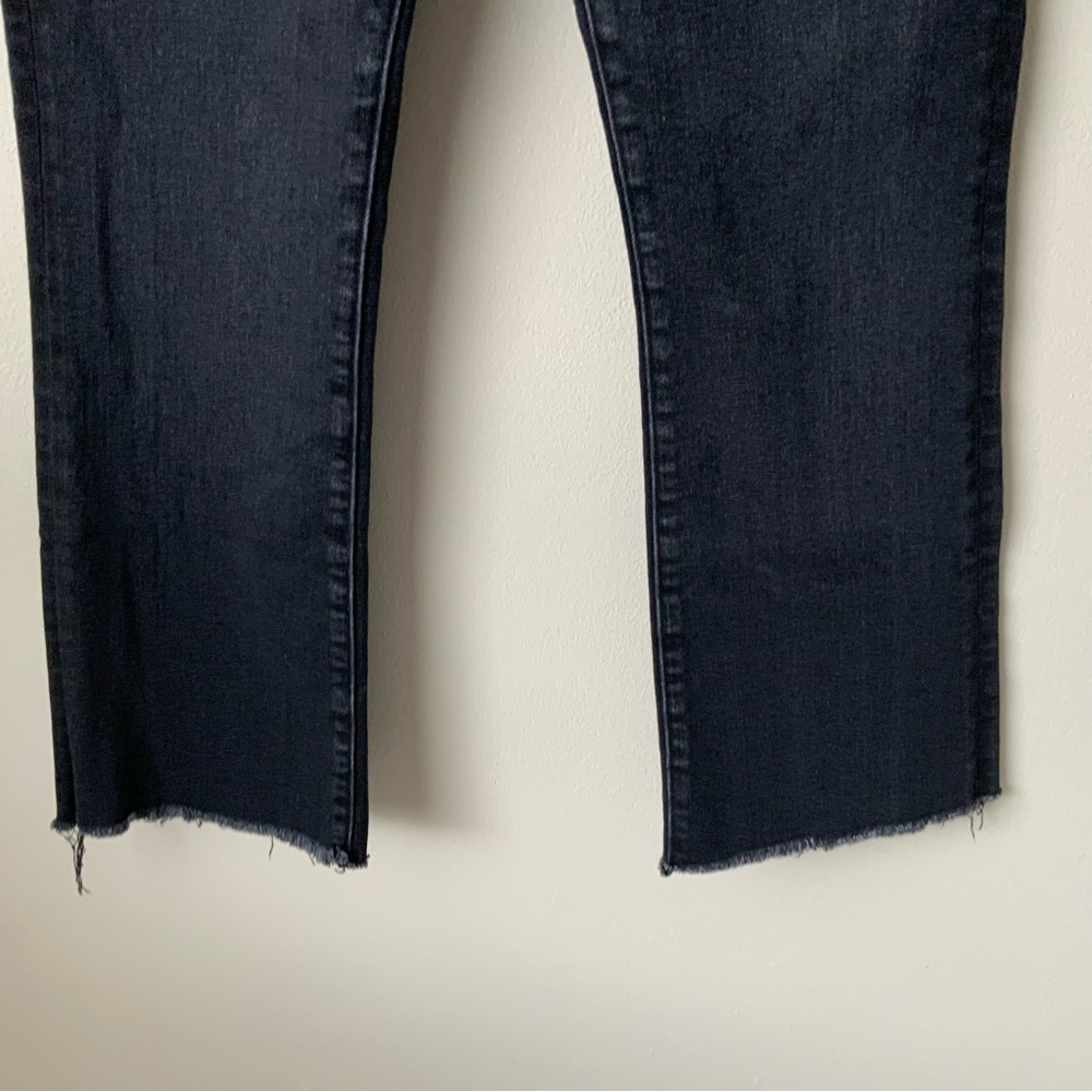 MOTHER Jeans Hustler Ankle Fray Encounters at Night Cropped Black Size 29 - Picture 6 of 15